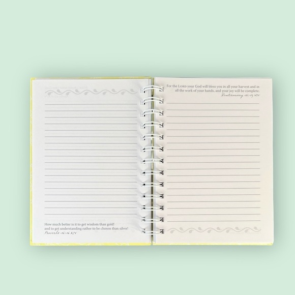 Bible Journal, Yellow Floral Spiral Notebook - Picture 6 of 8